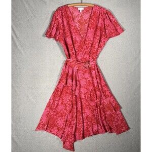 Sofia Vergara Faux Wrap Dress Women’s Size XXL Red Pink Tropical Resort Cruise